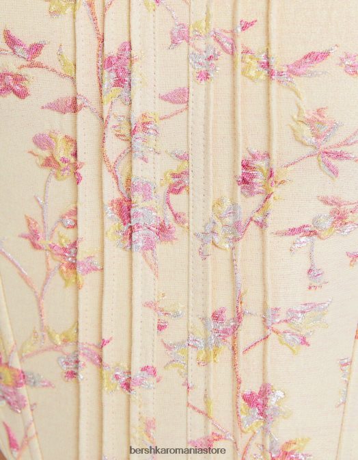 Bershka femei bustieră texturată imprimată bej Z86D660 îmbrăcăminte