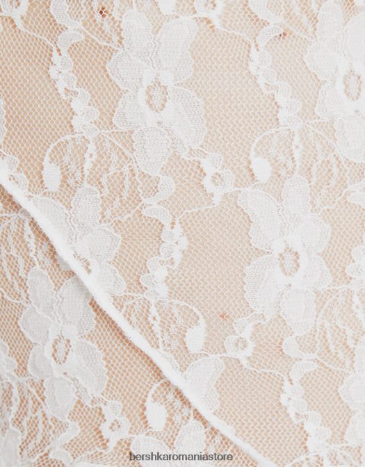 Bershka femei cămașă din dantelă fără mâneci cremă Z86D874 îmbrăcăminte