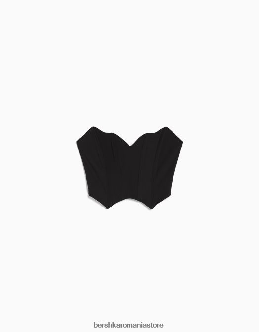 Bershka femei corset decupat cu decolteu în V negru Z86D690 îmbrăcăminte