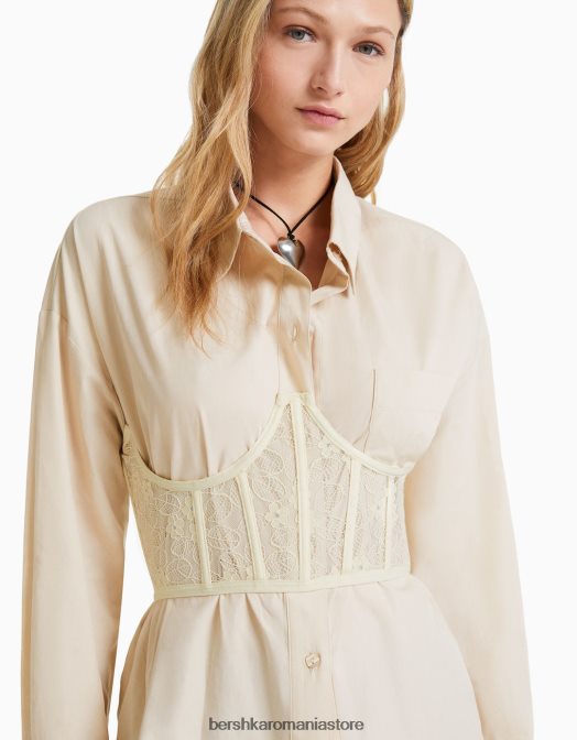 Bershka femei corset din dantela aproape alb Z86D789 îmbrăcăminte