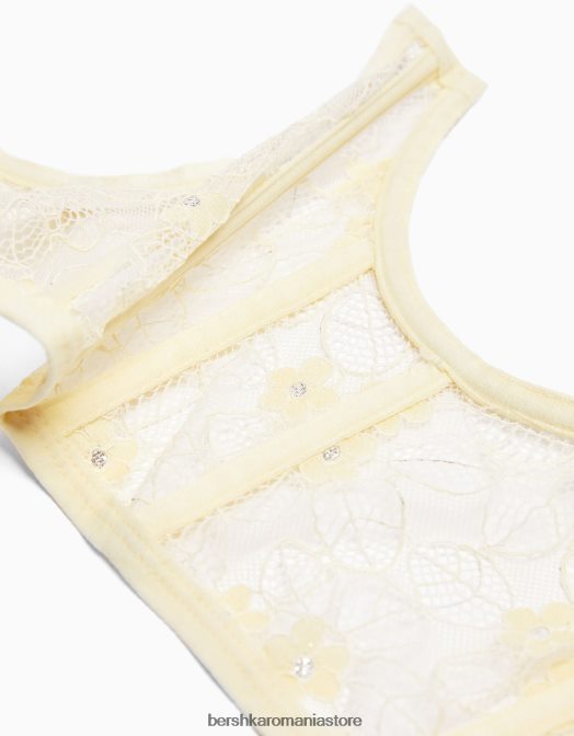 Bershka femei corset din dantela aproape alb Z86D789 îmbrăcăminte