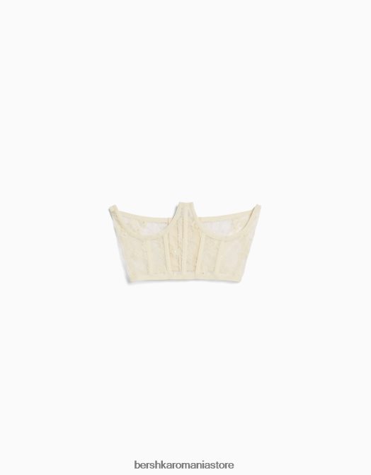 Bershka femei corset din dantela aproape alb Z86D789 îmbrăcăminte