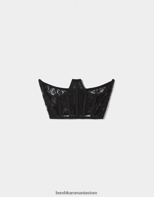 Bershka femei corset din dantela negru Z86D2535 îmbrăcăminte