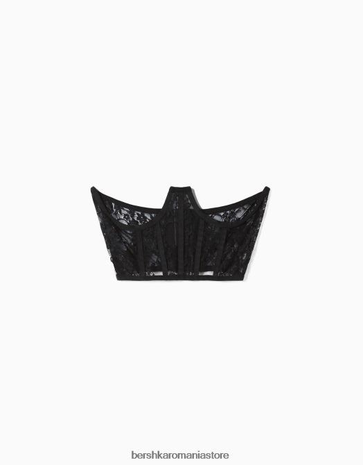 Bershka femei corset din dantela negru Z86D2535 îmbrăcăminte