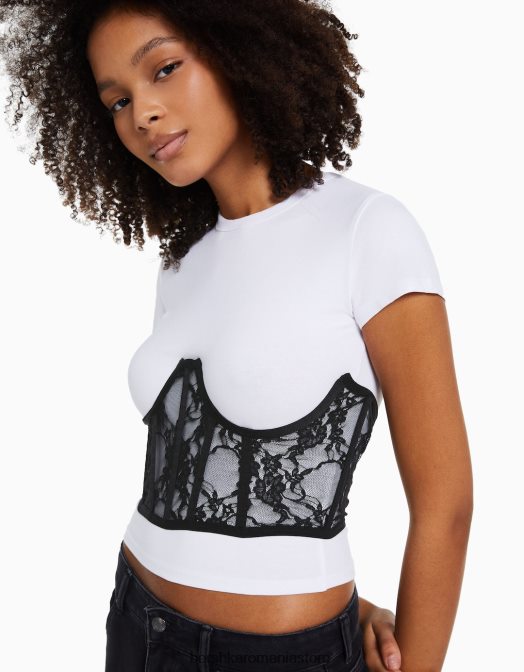 Bershka femei corset din dantela negru Z86D790 îmbrăcăminte