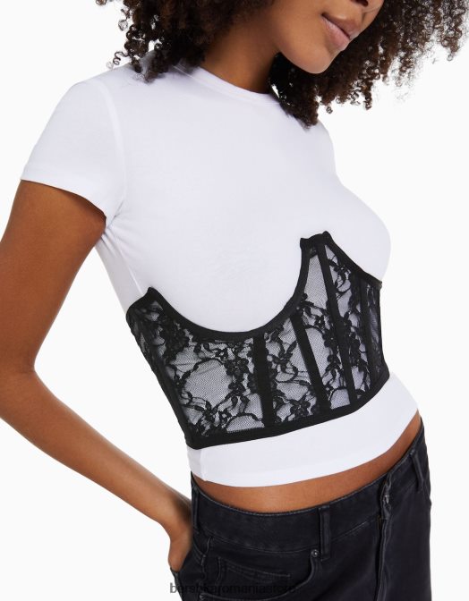 Bershka femei corset din dantela negru Z86D790 îmbrăcăminte