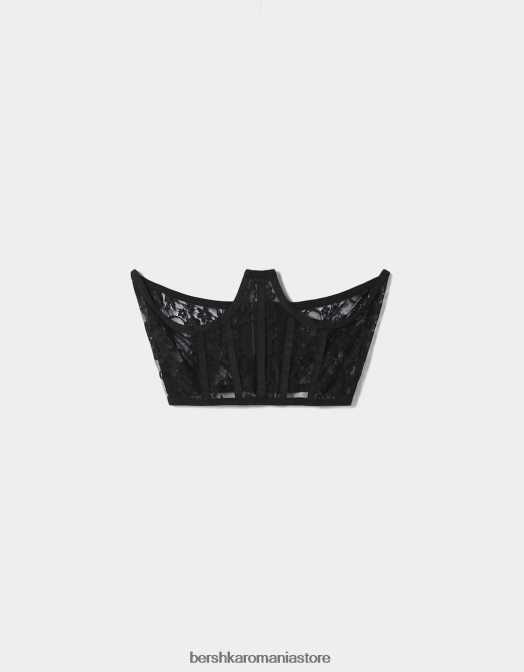 Bershka femei corset din dantela negru Z86D790 îmbrăcăminte