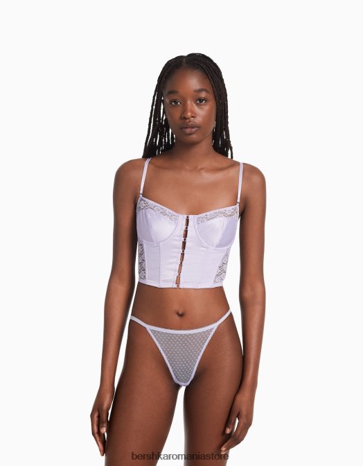 Bershka femei corset din dantela satinata cu sarma violet Z86D768 îmbrăcăminte