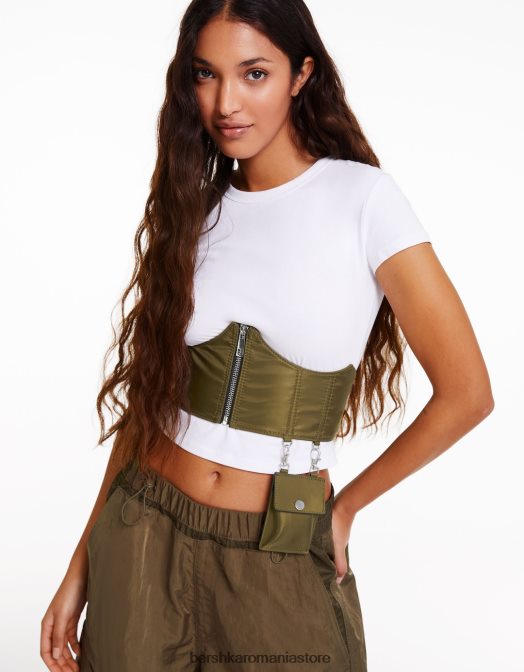 Bershka femei corset din nailon cu buzunar kaki Z86D860 îmbrăcăminte