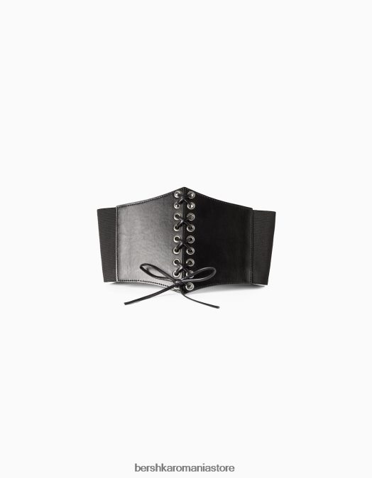 Bershka femei corset impletit din imitatie de piele negru Z86D865 îmbrăcăminte