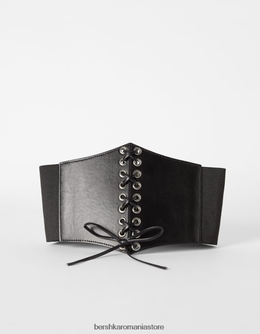 Bershka femei corset impletit din imitatie de piele negru Z86D865 îmbrăcăminte