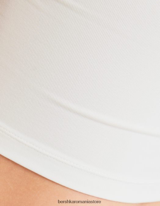 Bershka femei crop top asimetric cu bretele aproape alb Z86D748 îmbrăcăminte