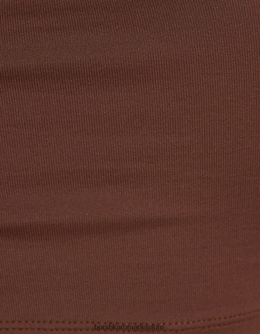 Bershka femei crop top asimetric cu bretele maro Z86D747 îmbrăcăminte