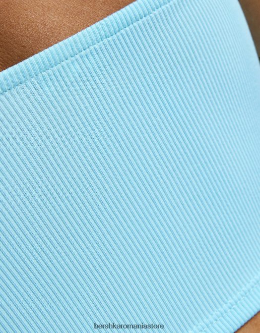 Bershka femei crop top asimetric fără mâneci albastru deschis Z86D710 îmbrăcăminte