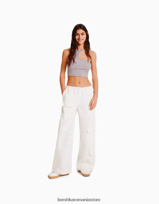 Bershka femei crop top asimetric fără mâneci piatră Z86D709 îmbrăcăminte