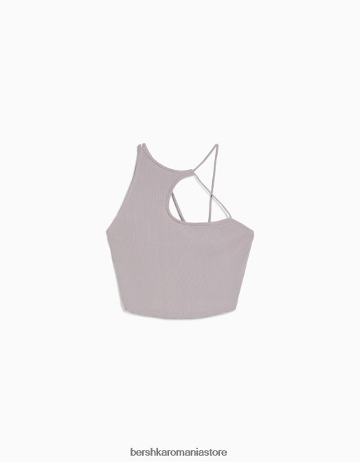 Bershka femei crop top asimetric fără mâneci piatră Z86D709 îmbrăcăminte