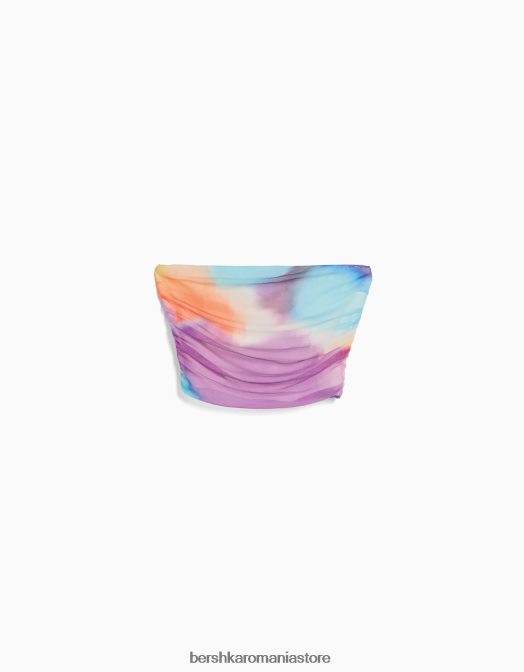 Bershka femei crop top bandeau din plasă portocale Z86D1899 îmbrăcăminte