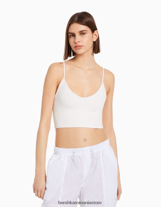 Bershka femei crop top cu bretele alb Z86D780 îmbrăcăminte