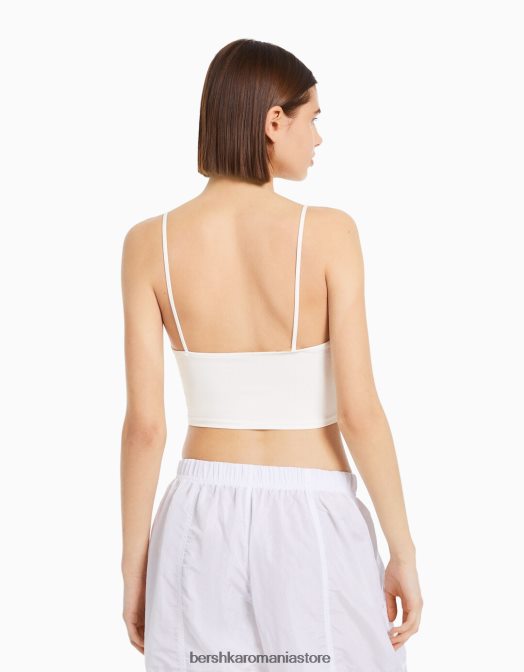 Bershka femei crop top cu bretele alb Z86D780 îmbrăcăminte