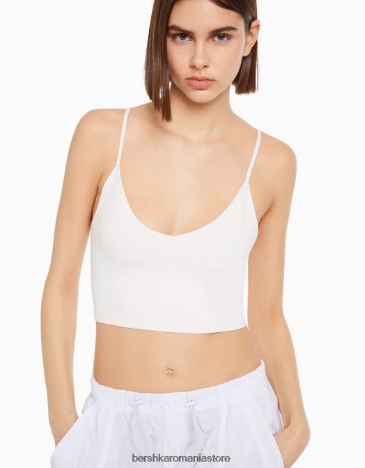 Bershka femei crop top cu bretele alb Z86D780 îmbrăcăminte