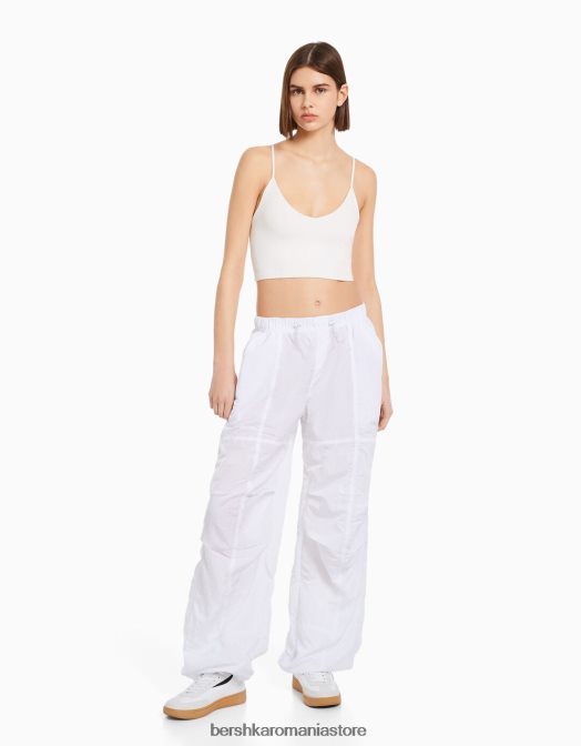 Bershka femei crop top cu bretele alb Z86D780 îmbrăcăminte