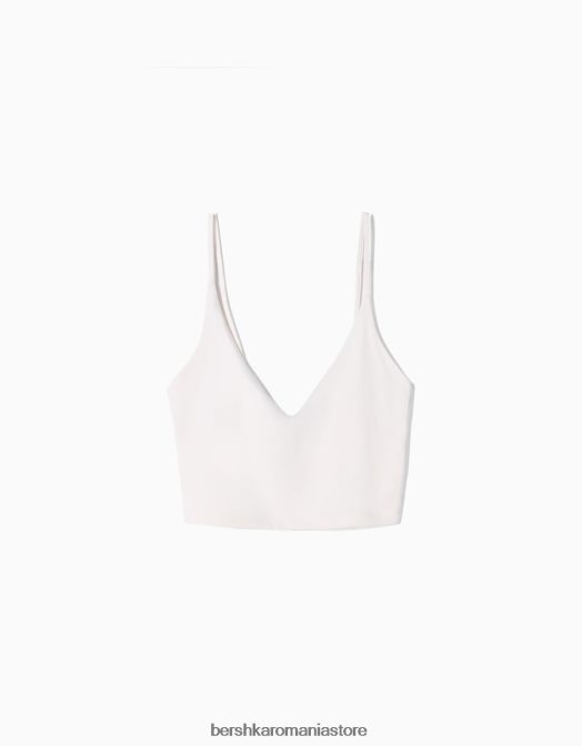 Bershka femei crop top cu bretele alb Z86D780 îmbrăcăminte