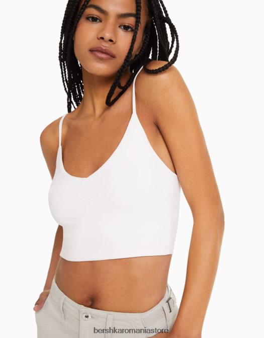 Bershka femei crop top cu bretele alb Z86D817 îmbrăcăminte