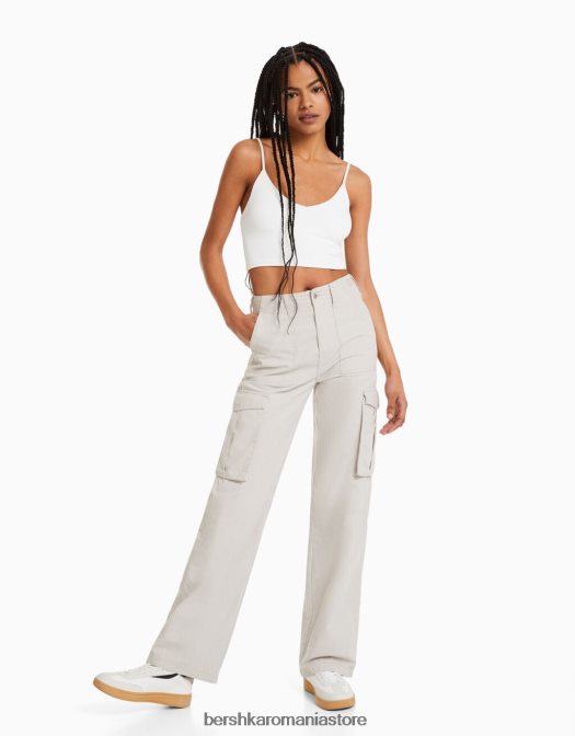 Bershka femei crop top cu bretele alb Z86D817 îmbrăcăminte