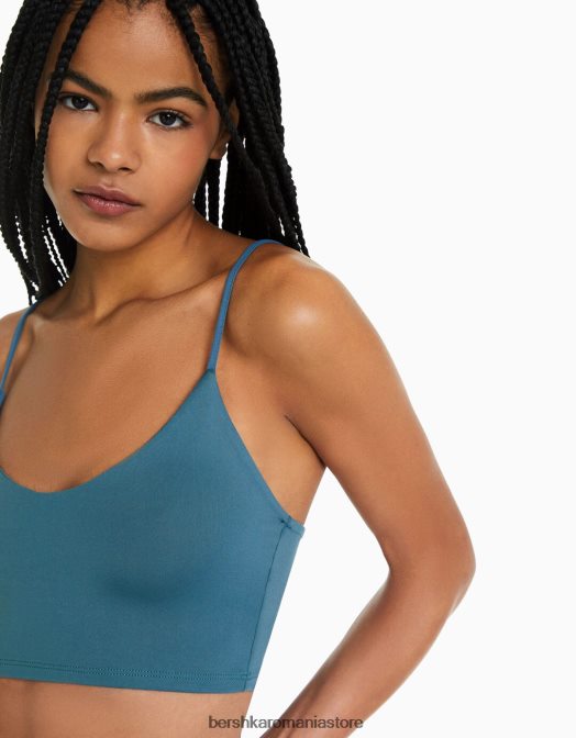 Bershka femei crop top cu bretele albastru Z86D820 îmbrăcăminte