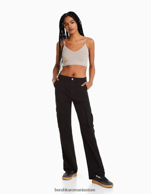 Bershka femei crop top cu bretele nisip Z86D781 îmbrăcăminte