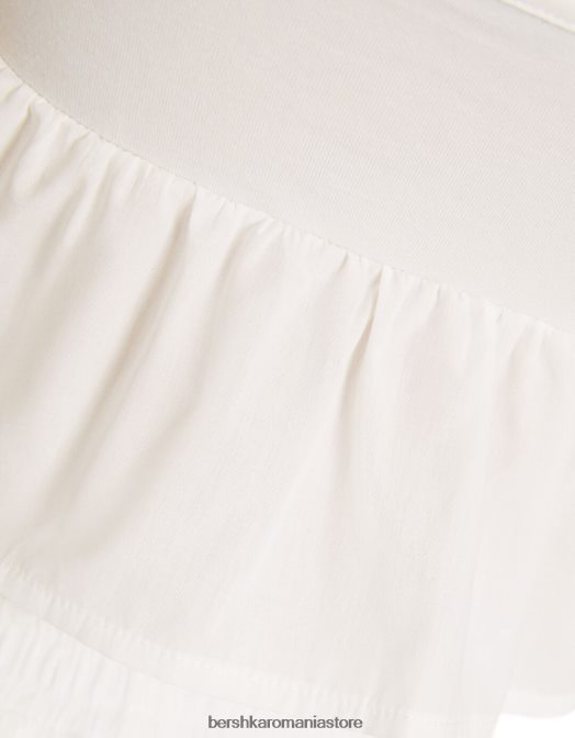 Bershka femei crop top cu bretele peplum cremă Z86D791 îmbrăcăminte