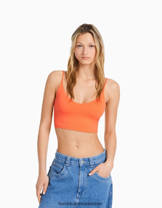 Bershka femei crop top cu bretele portocale Z86D819 îmbrăcăminte