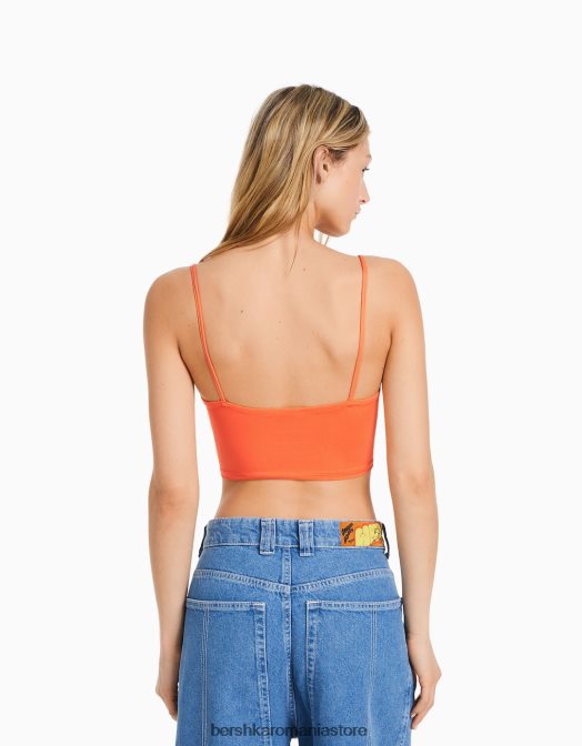 Bershka femei crop top cu bretele portocale Z86D819 îmbrăcăminte