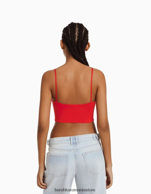 Bershka femei crop top cu bretele roșu Z86D779 îmbrăcăminte