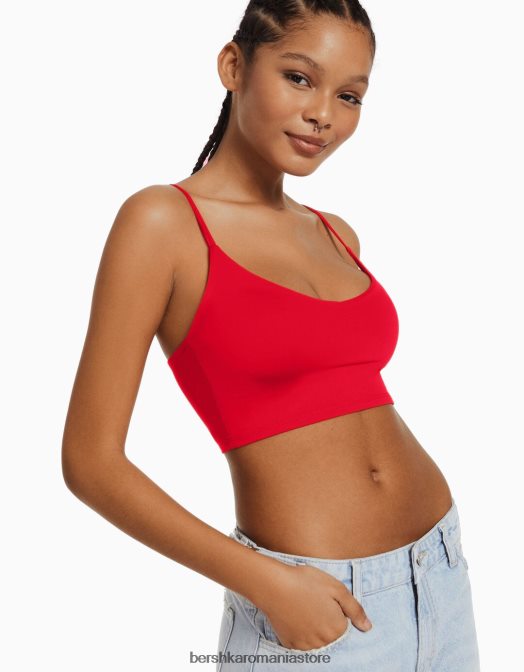 Bershka femei crop top cu bretele roșu Z86D779 îmbrăcăminte