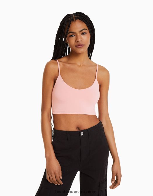 Bershka femei crop top cu bretele roz Z86D818 îmbrăcăminte