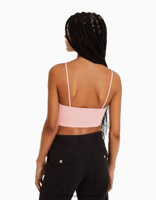 Bershka femei crop top cu bretele roz Z86D818 îmbrăcăminte