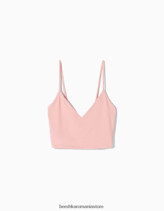 Bershka femei crop top cu bretele roz Z86D818 îmbrăcăminte