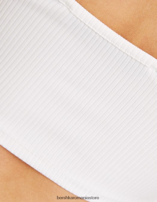 Bershka femei crop top cu halter cu nervuri aproape alb Z86D680 îmbrăcăminte