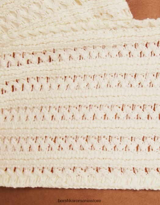 Bershka femei detaliu tricotat top cu halter bej Z86D1933 îmbrăcăminte