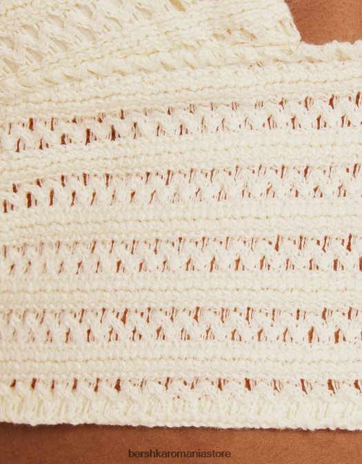 Bershka femei detaliu tricotat top cu halter bej Z86D1934 îmbrăcăminte