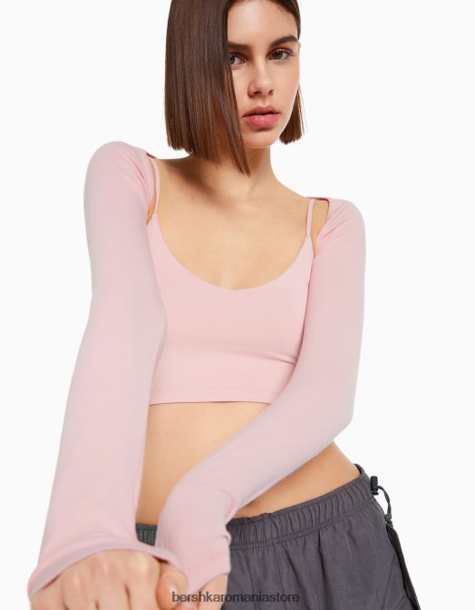 Bershka femei incalzitoare de brate de baza roz Z86D775 îmbrăcăminte