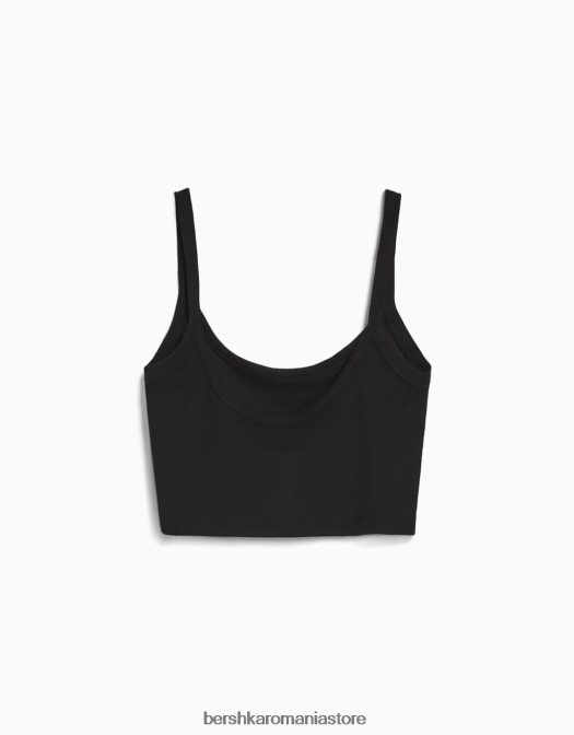 Bershka femei maieu decupat negru Z86D2023 îmbrăcăminte