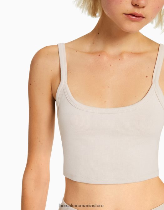 Bershka femei maieu decupat nisip Z86D813 îmbrăcăminte