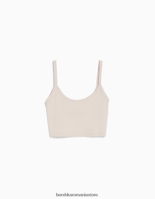 Bershka femei maieu decupat nisip Z86D813 îmbrăcăminte