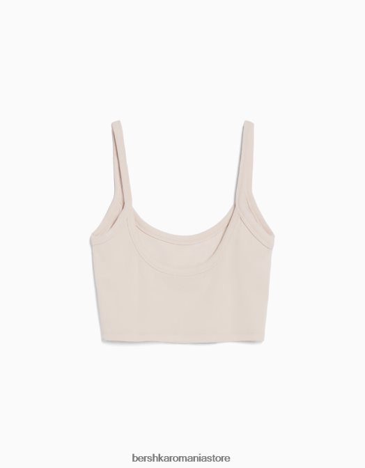 Bershka femei maieu decupat nisip Z86D813 îmbrăcăminte