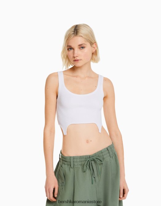 Bershka femei maiou tricot cremă Z86D872 îmbrăcăminte