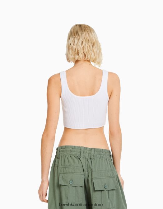 Bershka femei maiou tricot cremă Z86D872 îmbrăcăminte