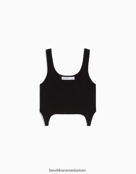 Bershka femei maiou tricot negru Z86D873 îmbrăcăminte
