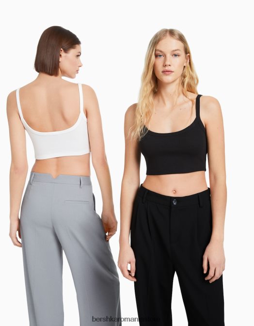Bershka femei pachet de 2 crop top cu bretele multicolor Z86D730 îmbrăcăminte